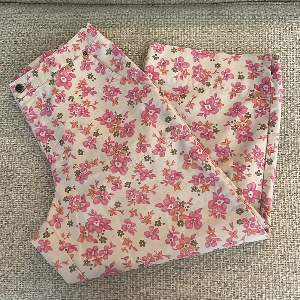 Vintage Villager Sport Liz Claiborne Floral Denim Cropped Pants